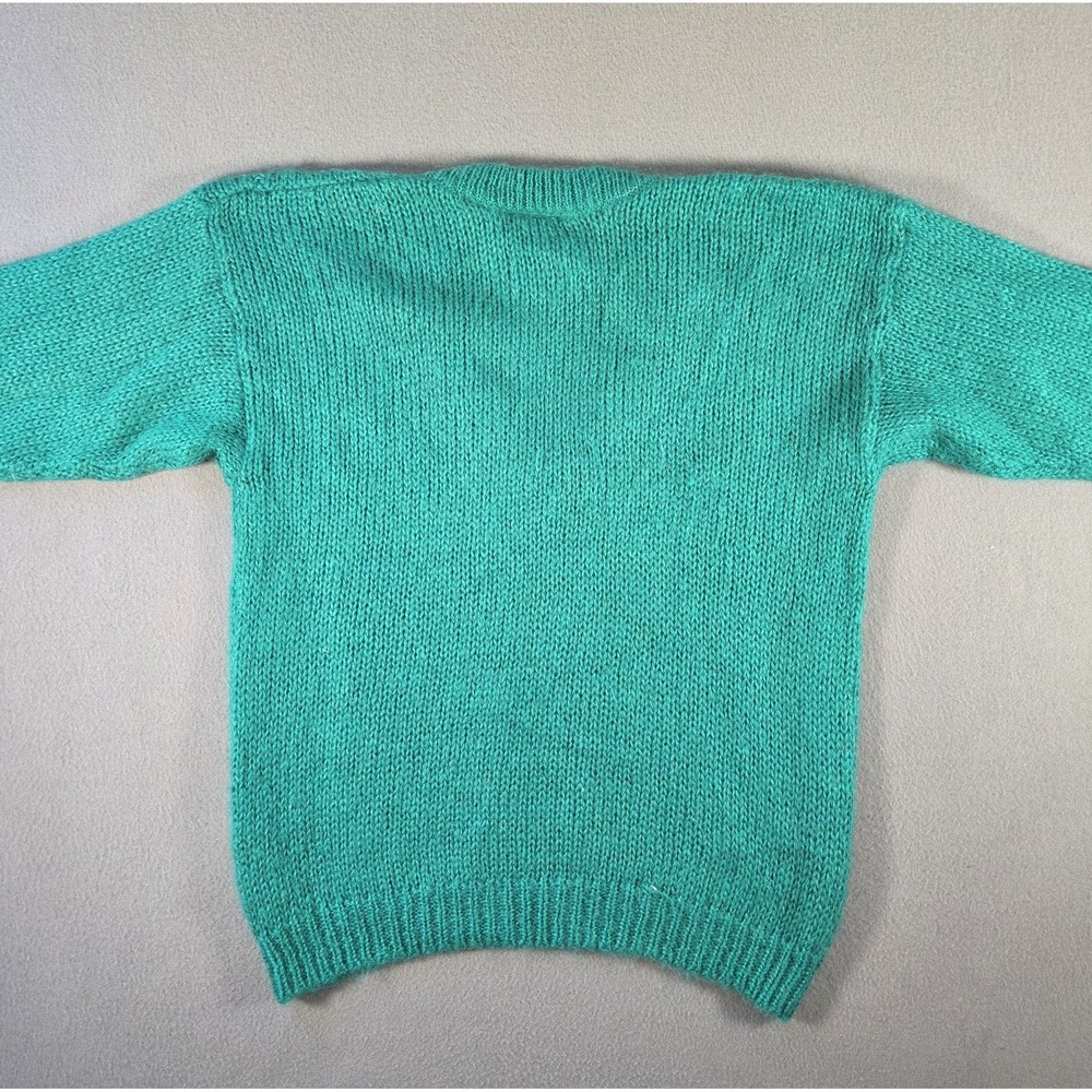 Rebecca Lynn Sweater Womens Large Green Mohair Blend Chunky Cable Knit V Neck - Picture 6 of 7